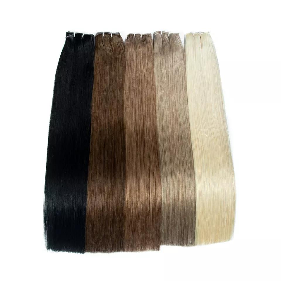 12A New Double Drawn Genius Weft Hair Extension Thin Invisible Seamless Genius Weft Can Be Cut